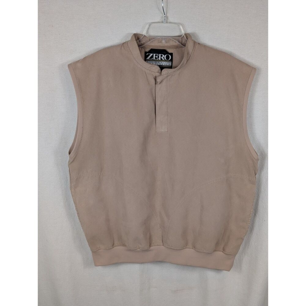 Zero Restriction Golf Outerwear Micro Suede Golf Vest Tan Men's Size Large
